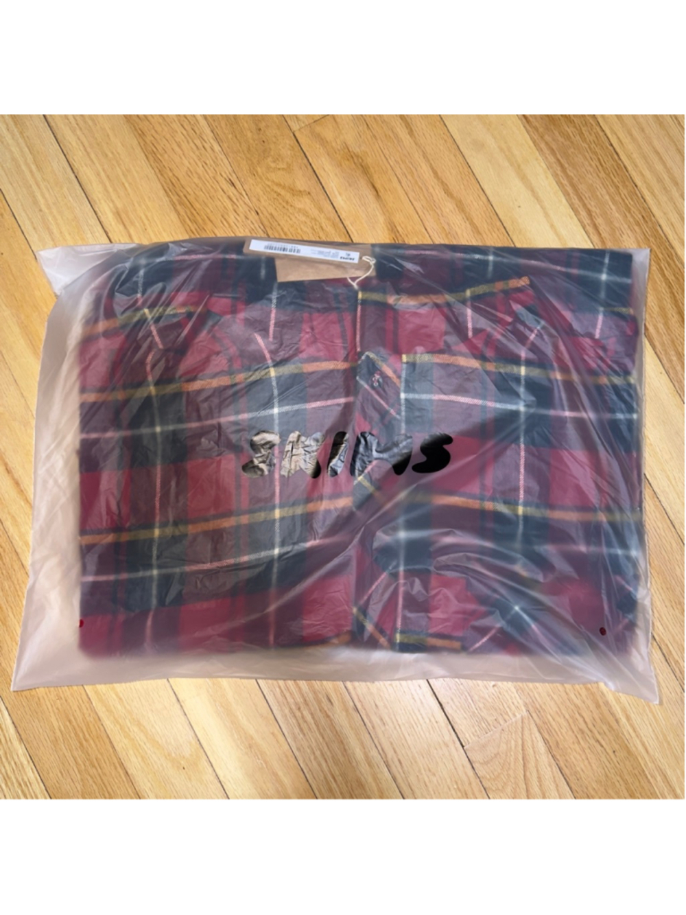 SKIMS Flannel Hooded Button Down Shirt XL Red Holiday Plaid SKU706